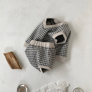 Ivy41747A Conjunto de Ropa Otoñal para Niños Europeos, Conjunto de Chaleco y Pantalones Cortos a Cuadros de Punto para Bebés y Niños, Venta al Por Mayor - Product Image 4