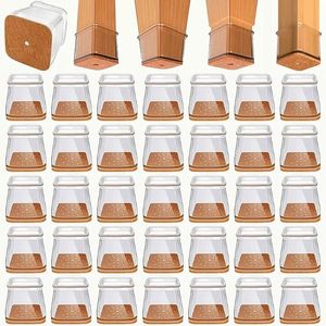24 Protectores de Patas de Silla Cuadrados, de Silicona y Fieltro, Protectores de Patas de Silla de Silicona Resistentes - Product Image 1