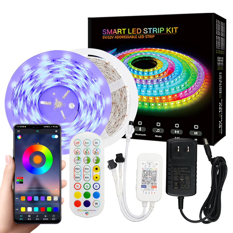 Customized SMD5050 10m Long WS2811 digital rgb LED Strip Kit LC8806 waterproof RGB 24key LED strip kit