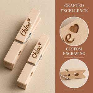 Pinces à linge en bois avec nom, mini-pinces gravées sur mesure pour cartes de place, cadeaux de fête, décorations de mariage - Product Image 3