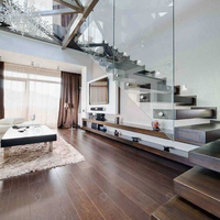 Marches d'escalier en chêne Escaliers droits flottants Mono Stringer Escalier en bois moderne Intérieur 1200 mm Largeur Maison Villa Loft Marches