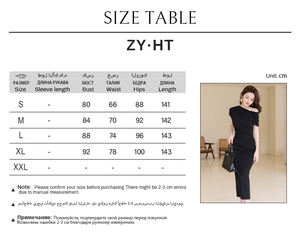 ZYHT 30145 Nuovo Abito Estivo da Donna alla Moda in Spandex Elegante con Scollo a Barca Manica Corta Casual Lungo - Product Image 4