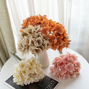 ช่อดอกแดฟโฟดิลประดิษฐ์สีชมพู สีส้ม สีน้ำตาลอ่อน ของ Snowline Postman ผ้าทอแบบแพน สำหรับตกแต่งงานแต่งงาน งานฝีมือ - Product Image 1