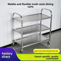 Chariot de collecte alimentaire commercial en acier inoxydable pour hôtel, avec roulettes pivotantes, chariot de service robuste pour restaurant, pour la collecte de plats et de repas