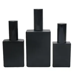 Parfumfles 30Ml 50Ml 100Ml Vierkant Transparant Amber Mat Zwart Geurolie Glazen Flessen Met Fijne Mist Gouden Sproeierdop
