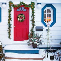 Grenzüberschreitende Solar-Weihnachtsbaumbeleuchtung mit 8 Modi, Bodenmontierte Festbeleuchtung für Garten und Hof, Landschaftsdekoration aus Eisen, Warmweiß