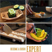 Ensemble de 20 pièces pour la fabrication de sushis-Kit pour débutants et pros avec couteau, 2 tapis, bazooka à riz et assiette à tremper