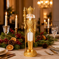 Weihnachts-Nussknacker Harz-Figur Gold-Weiß Soldaten-Statue Tischdekoration für Weihnachten Zuhause Kamin Feiertagsdekoration Geschenk