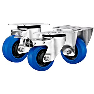 80mm1125mm मध्यम शुल्क यूरो प्रकार सु304 स्टेनलेस स्टील कैस्टर व्हील एंटी-रूस्टेड इलास्टिक रबर व्हील - Product Image 3