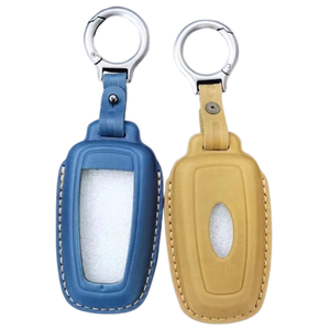 Housse de clé en cuir Crazy Horse avec porte-clés pour étui de clé intelligente, vente en gros pour Explorer Escape Kuga Focus Edge Mondeo - Product Image 1