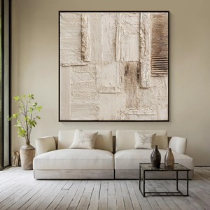 <span class=keywords><strong>Quadro</strong></span> su tela con cornice bianca e marrone, arte astratta 3D con texture, dipinto a mano a olio, decorazione minimalista per soggiorno. - Product Image 5
