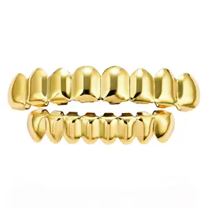 Hiphop 18K Gold Dental Grillz Fashion Light-Up Body Jewelry avec Punk Trendy surface lisse Gold & Silver laiton Cuivre Vente en gros