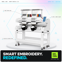 Machine à broder industrielle à 2 têtes et 12 aiguilles, informatisée, haute vitesse 1000 tr/min, pour usage commercial et domestique, neuve, pour casquettes, t-shirts et broderie à plat