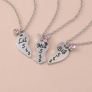 Colliers d'amitié personnalisés en acier inoxydable, motif puzzle cœur divisé, lot de 3, pour sœurs (Petite, Moyenne, Grande) - Vente en gros - Product Image 3