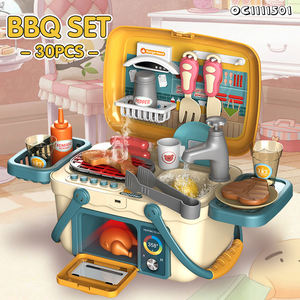 Ensemble de jouets de <span class=keywords><strong>cuisine</strong></span> Montessori pour enfants, mini barbecue de jeu, articles ménagers, <span class=keywords><strong>simulation</strong></span> pour filles avec valise - Product Image 2