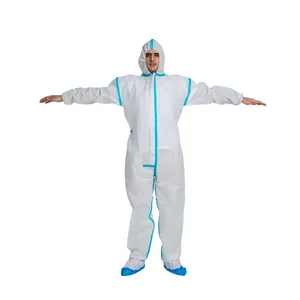 Disposable Non-woven Microporous Material Coverall with hood support Oem Service