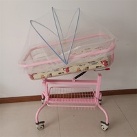 IB-G21 Berceau d'hôpital pour nourrissons, lit bébé sur roulettes, cuve transparente inclinable, panier de rangement en maille réglable