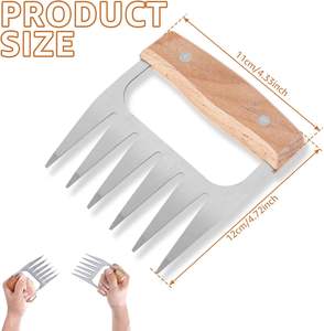 Garra Desmenuzadora de Carne de Acero Inoxidable con Mango de Madera, Accesorios para Barbacoa y Camping al Aire Libre - Product Image 6