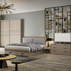 Set Camera <span class=keywords><strong>da</strong></span> Letto Moderno Convertibile in Legno per Hotel e Casa, Mobili con Letto Matrimoniale/King Size/Dimensioni Personalizzabili, 6 Cassetti per Camera <span class=keywords><strong>da</strong></span> Letto - Product Image 1