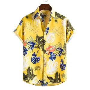 OEM/ODM 2023 Camisa De Hombre Manga Corta Sleeves Printed Beach Wear Casual Shirt Fabric Men Custom Short Sleeve Shirts For Men
