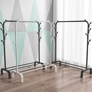 ราวตากผ้าแบบตั้งพื้นถึงเพดาน ห้องนั่งเล่น ห้องนอน วัสดุโลหะผสมสังกะสี สำหรับใช้ในบ้าน แบบเคลื่อนย้ายได้ สองเสา ดีไซน์ทันสมัย - Product Image 3