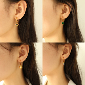 Pendientes de aro chapados en oro con colgante de estrella, diseño geométrico para mujer, pendientes colgantes de moda para fiesta - Product Image 3