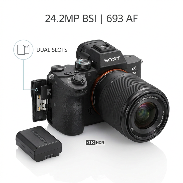 Wholesale Sony Alpha 7 III A7M3 Full Frame Camera 28-70mm OSS Lens 24.2MP 4K HDR 693 AF Dual Card Slot Pro Bulk