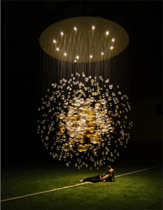 Lámpara de Araña Moderna de Lujo de Cristal Estilo Artístico, Luces Colgantes Decorativas para Escaleras de Villa, Lámpara de Araña Larga de Cristal HM-C-8802 - Product Image 6