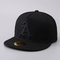 Casquette de baseball brodée lettre A style hip-hop à visière plate, style européen, combinaison de couleurs personnalisée, grande visière respirante