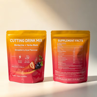 Poudre instantanée de Yerba Maté à la berbérine, saveur fraise et açaï, avec 5-HTP et chrome, pour le soutien de la santé intestinale