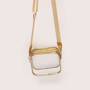 Sac à bandoulière en PVC pour femme, personnalisé, doré, sac messager, organisateur portable, fermeture éclair étanche, été/printemps/automne/hiver - Product Image 6