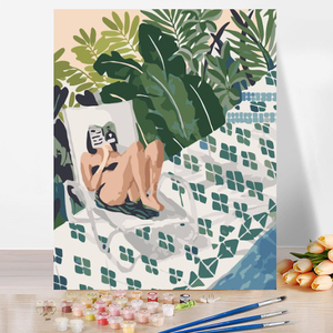 Commercio all'ingrosso personalizzato sole fai da te pittura ad olio con i numeri pittura paesaggio adulti sud-est asiatico dipinto a mano pianta immagine parete decorazioni per la casa - Product Image 1