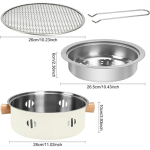 Barbecue portable multifonction - Grille à <span class=keywords><strong>charbon</strong></span> en acier inoxydable avec couvercle pour la cuisine en plein air, le camping et les pique-niques - Product Image 3