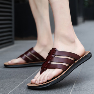 Nouveautés estivales, tongs en <span class=keywords><strong>cuir</strong></span> personnalisées avec logo pour hommes, tongs plates pour hommes, vente en gros pour la plage - Product Image 6