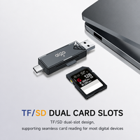 Lecteur de cartes SD TF compact USB 3.0 Type C avec trou pour cordon, adaptateur flash OTG double port, prend en charge les cartes mémoire jusqu'à 2 To, vente en gros