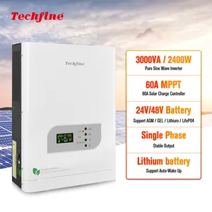 Techfine-Onduleur solaire hybride 1KVA 2kVA 3kVA 5kVA 8kVA 10kVA 12,5 kVA 12/24/48 vcc