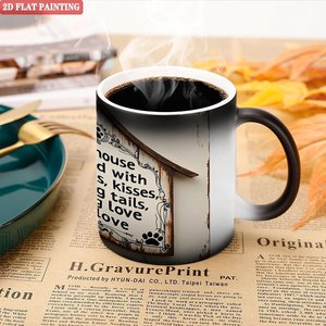 Heat Changing Mug 11oz Frosted Black Ceramic Custom Print Cup With <b>Dog</b> House Design - Product Image 5