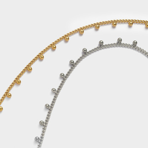 YF4176 Collana Girocollo alla Moda Placcata <span class=keywords><strong>Oro</strong></span> 18k, Antiossidante <span class=keywords><strong>e</strong></span> Impermeabile, con Catena a Grani Minimalista in Acciaio Inossidabile - Product Image 1