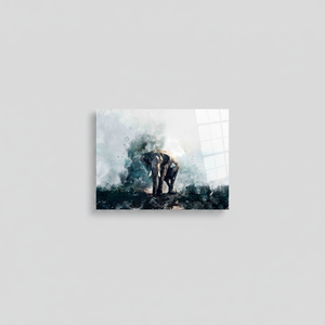 Elegante arte de pared en lienzo impreso: majestuosa decoración de elefante en acuarela, arte en vidrio templado - Product Image 2