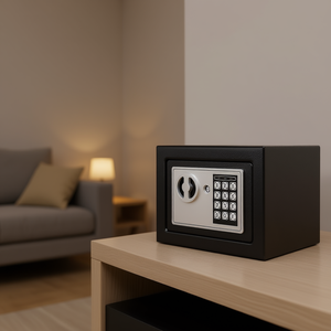 Coffre-fort électronique noir Db 17E pour usage domestique, plaque en acier avec mot de passe, épaisseur de porte 1,5 mm, acier laminé à froid, 170x230x170 mm - Product Image 2