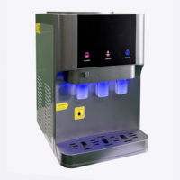 Distributeur d'eau de comptoir en plastique avec 3 robinets, lumière LED nocturne, réservoir froid et chaud en SUS304 pour hôtel et usage domestique