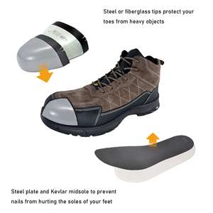 <span class=keywords><strong>Scarpe</strong></span> <span class=keywords><strong>Antinfortunistiche</strong></span> in <span class=keywords><strong>Pelle</strong></span> <span class=keywords><strong>Scamosciata</strong></span> Goffrata Antistatiche Antiscivolo a Taglio Medio per Miniera, Industria, Fabbrica e Costruzioni - Product Image 3
