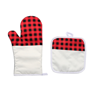 Maniques de cuisine personnalisées en sublimation, motif écossais <span class=keywords><strong>rouge</strong></span> buffle, pour cadeaux de Noël - Product Image 2