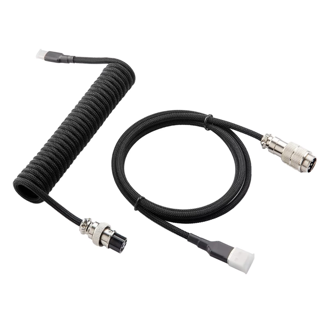 Custom Coiled Double Sleeved Aviator Type-C Metal Braided PVC Cable for Mechanical Keyboard Adapter