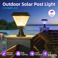 Lampe solaire pour poteau, IP44, étanche, RGB, 3CCT, à intensité variable, télécommande, lampe de pilier extérieure pour villa, cour, patio, clôture, décoration paysagère