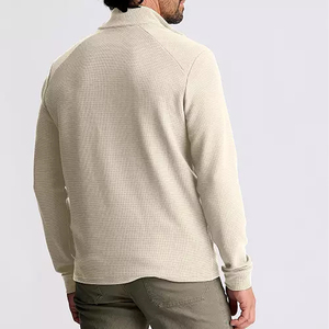 Sudadera personalizada informal de pana para Polo para hombre, jersey con cremallera de un cuarto, cuello simulado, manga larga, estampado de algodón y poliéster para otoño - Product Image 2