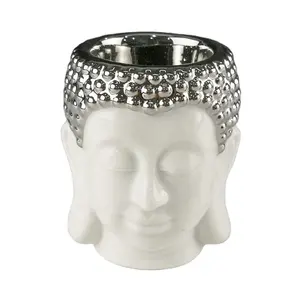 3D handgemachte kleine Keramik Buddha Kopf Kerzenhalter Geschenk Zen asiatischen Buddha Tee licht halter glasiert Zen Buddha Desktop-Dekoration