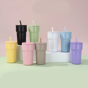 BPA Free 420ml Stainless Steel Vacuum Insulated Straw Tumbler With Handle Leak Resistant Mug for <b>Hot</b> and Cold <b>Drinks</b> - Product Image 1