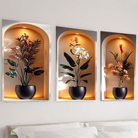 Autocollants muraux amovibles auto-adhésifs à thème végétal tropical avec niche de fenêtre cintrée, motif de feuillage exotique, idéal comme papier peint pour fenêtre.