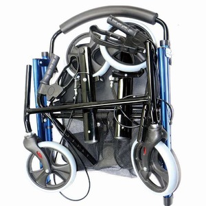 Healthy Foldable <b>Rollator</b> Walker Aluminum Alloy Blue Four Wheel With Seat And Basket For Elderly Mobility Aid - Product Image 3